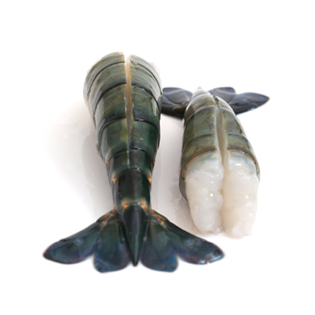 Black Tiger Prawns 1 kg pack – raw, peeled, and deveined – net weight: 750 g.